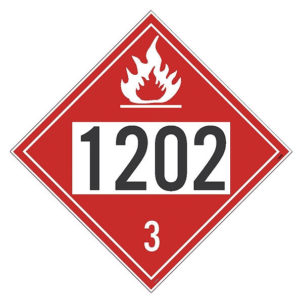 Nmc Dot Placard, 1202 Diesel, Pk50, Material: Adhesive Backed Vinyl - DL193P50