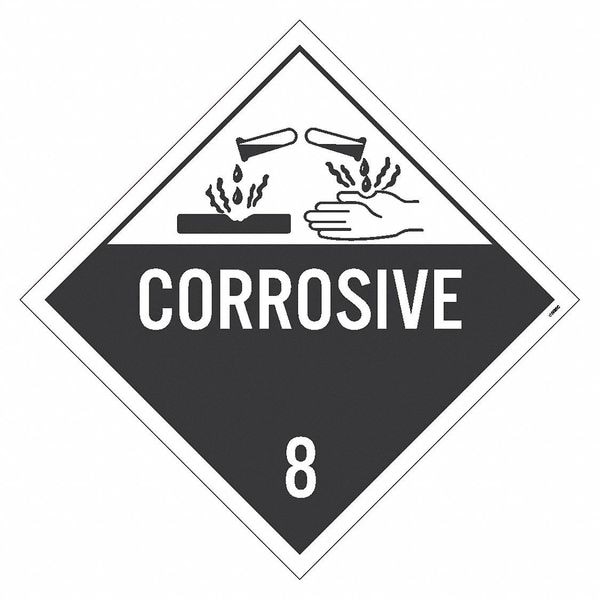 Nmc Corrosive 8 Dot Placard Sign, Pk100, Material: Adhesive Backed Vinyl - DL12P100