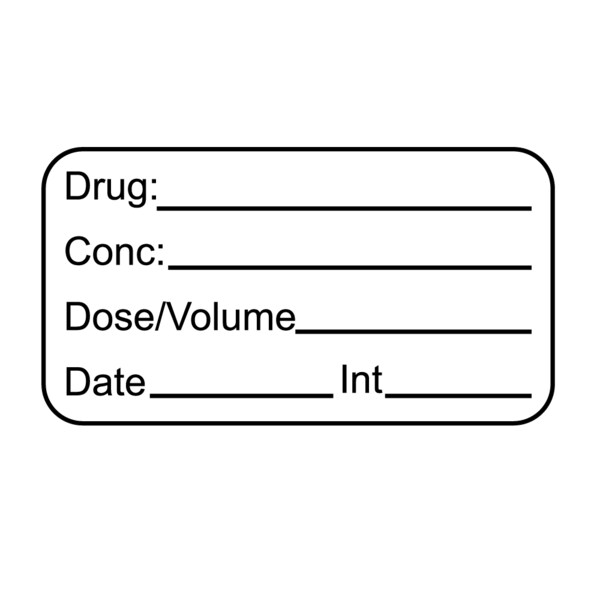Nevs Drug - Conc. - Dose/Volume - Date/Int 7/8" x 1-5/8" White w/Black - SANTW-0046