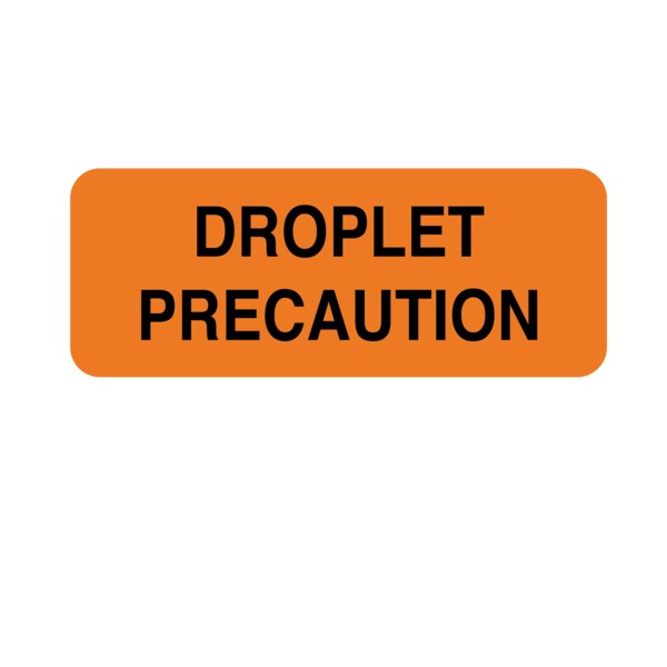 Nevs Precaution Labels -Droplet Precaution 7/8" x 2-1/4" Flr Orange w/Black - N-9982