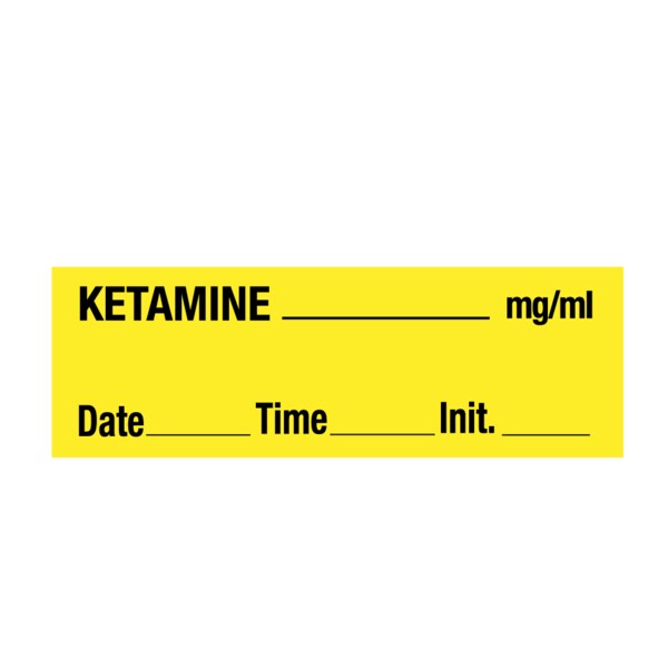 Nevs Label, Ketamine _mg/ml 1/2 x 1-1/2 Yellow w/Black - SANTW-0225