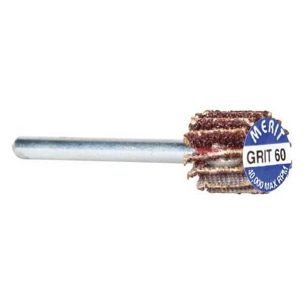 Merit Flap Wheel, 3/8 Dia, 3/8 W, Shk 1/8, 60 - 08834137470