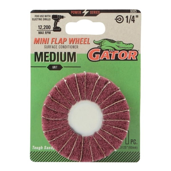 Gator Flap Wheel, 2-1/2 in Dia, 1/4 in Arbor, Aluminum Oxide Abrasive - 9005