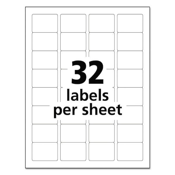 Avery Durable Permanent ID Labels w/TrueBlock, Laser, 1.25x1.75, Wht, PK1600 - 06576