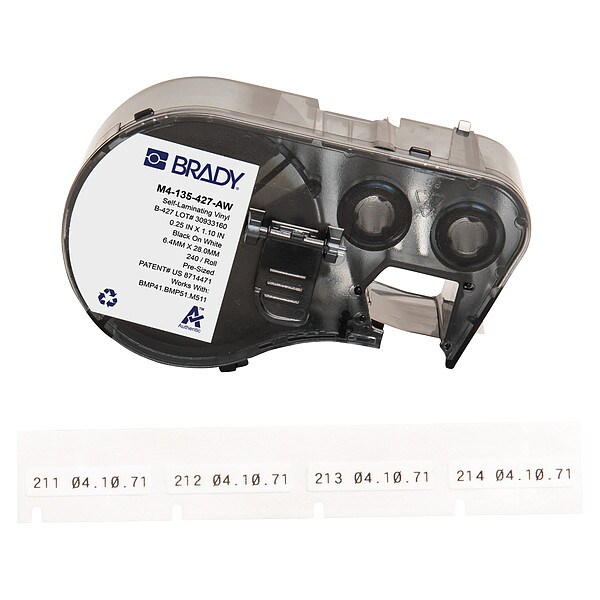 Brady Precut Label Roll Cartridge, Vinyl, White - M4-135-427-AW