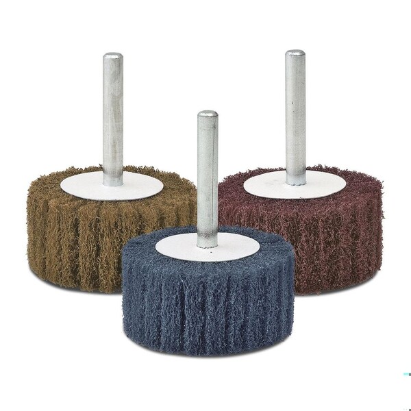 Cgw Abrasives Mounted Coated Flap Wheel, 2 in Dia Wheel, 1 in W Face, 1/4 in Dia Shank, 80 Grit, Medium Grade, Alu - 36454