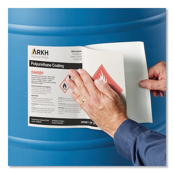 Avery UltraDuty GHS Chemical Waterproof and UV ResLabels, 8.5x11, Wht, PK50 - 60501