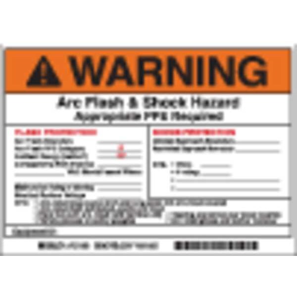 Brady Arc Flash Protection Label, 5 In. H, PK5, 121093 - 121093