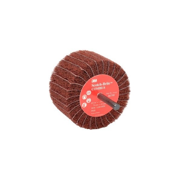 3M Scotch-Brite Combi-S Wheel 80799 3 x 1-3/4 x 1/4 Shank P180 Grit Aluminum Oxide - 7000077964