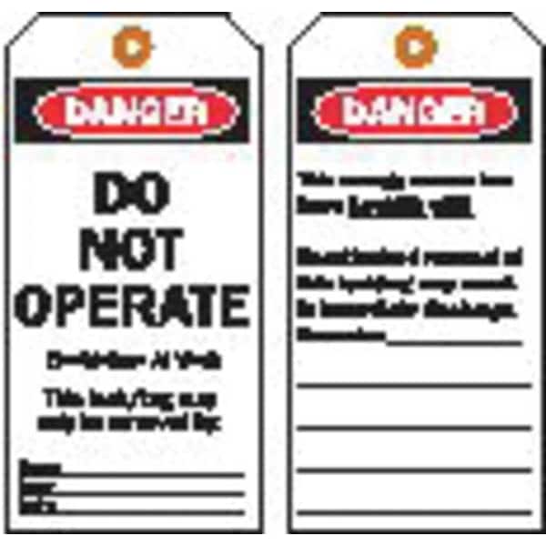 Brady Danger Tag, 5-1/2 x 3 In, Hd Polyest, PK25, 65525 - 65525
