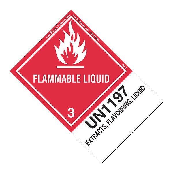 Labelmaster Flammable Liquid Label, UN1197, PK500, HSN4700ET - HSN4700ETR