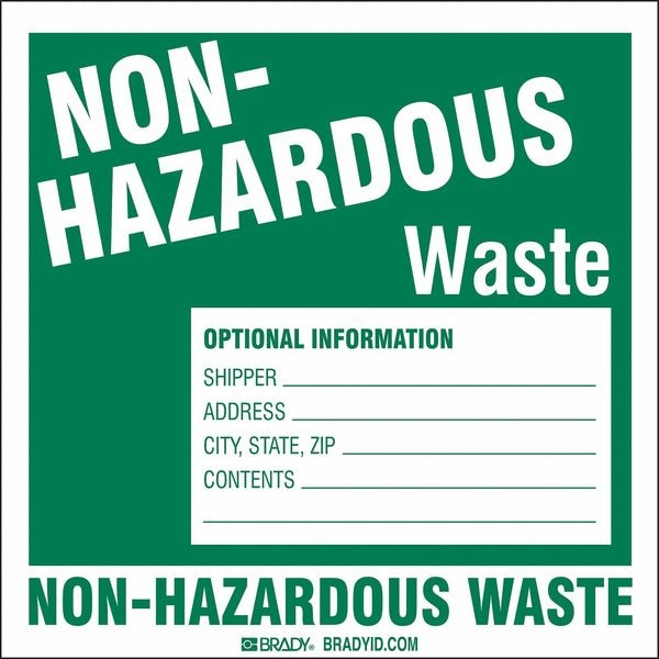 Brady Hazardous Waste Label, Vinyl, PK100 - 121154