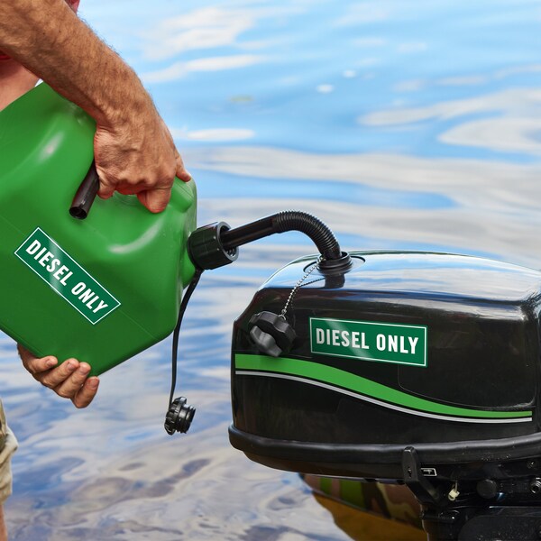 Fuel Stickers Diesel Sticker, Fuel Tanks & Heavy Equipment, Hvy-Dty Label, Green/White, 6''x2'', 10PK - Z-262DG-10PK