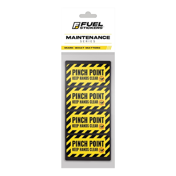 Fuel Stickers Pinch Point Warning Stickers, Safety Label, Heavy Duty, Small, 2in x 1in, 20PK - Z-2X1PINCH-20PK