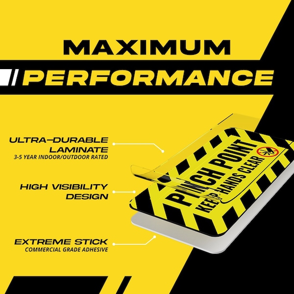 Fuel Stickers Pinch Point Warning Stickers, Safety Label, Heavy Duty, Small, 2in x 1in, 20PK - Z-2X1PINCH-20PK