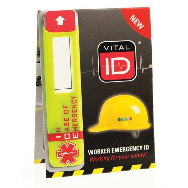 Vital Id Hard Hat I.D, Yllw, 3/4in.Hx3-1/4in.W, PK25 - WSID-02