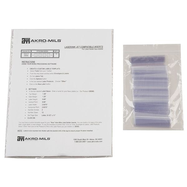 Akro-Mils Card Stock Holder, 13/16 x 3 In., PK25 - 29300