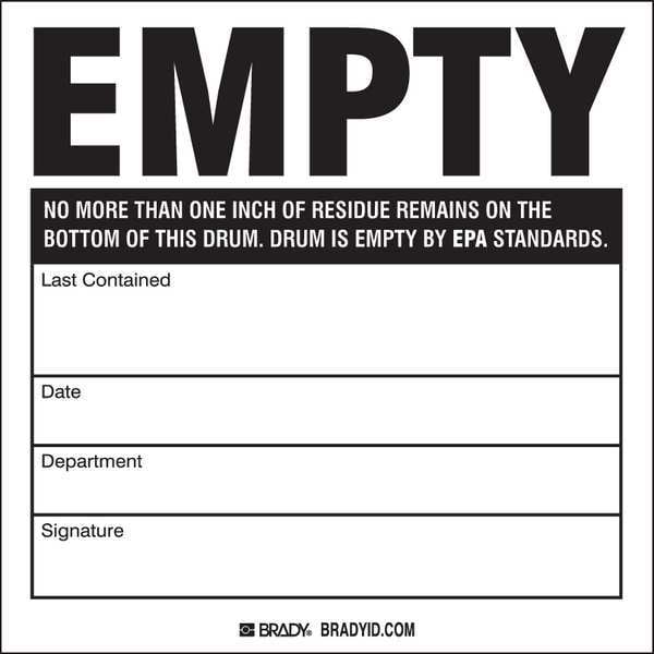 Brady Drum Label, 6in. dia., Semi-Glss Ppr, PK100 - 60363