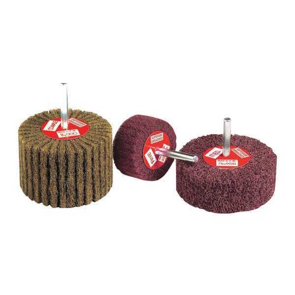 Superior Abrasives Satin Flap Brush, Mounted, Coarse, 3x1x1/4 - A008596
