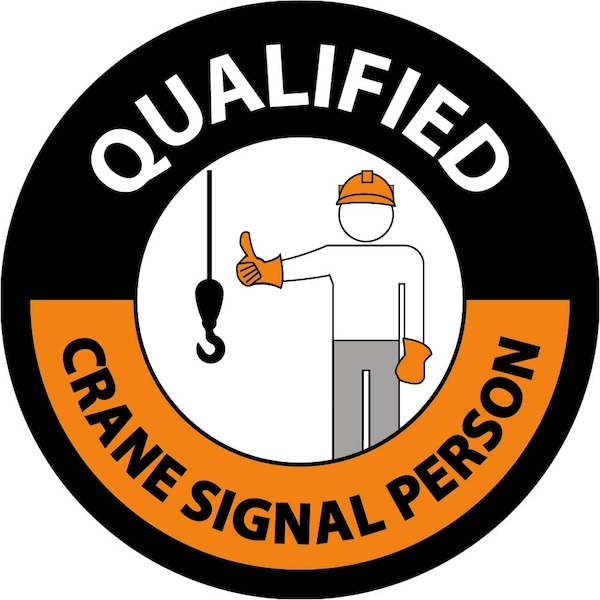Nmc Qualified Crane Signal Person Hard Hat Label, Pk25, Material: Pressure Sensitive Vinyl .002 - HH127