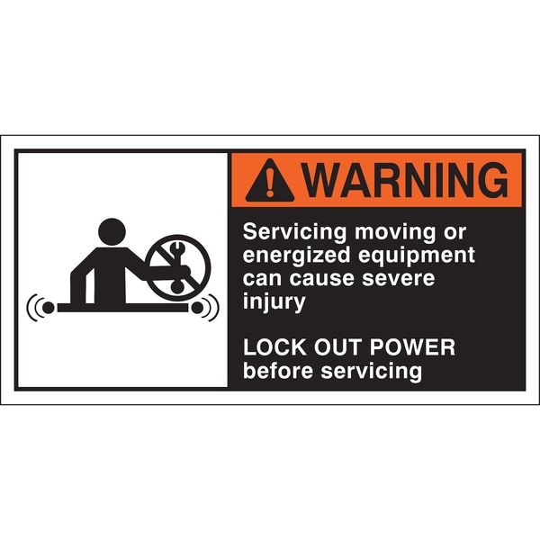Brady Warning Label, 2-1/2inHx5inW, HP Poly., PK5, 96163 - 96163
