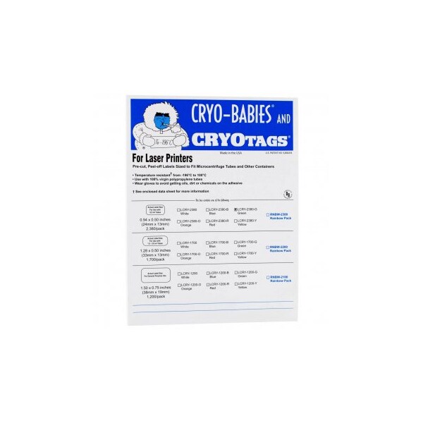 Diversified Biotech Cryobabies, Laser, 0.5ml, Green, 2380/pk, 2380PK - 247128-G