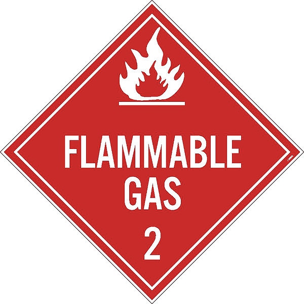 Nmc Flammable Gas 2 Dot Placard Sign, Pk100, Material: Unrippable Vinyl - DL46UV100