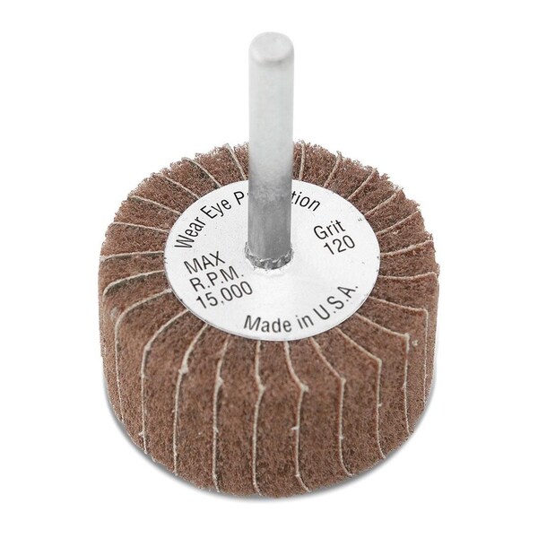 Cgw Abrasives Coated Flap Wheel, 2 in Dia Wheel, 1 in W Face, 1/4 in Dia Shank, 60 Grit, Medium Grade - 36207