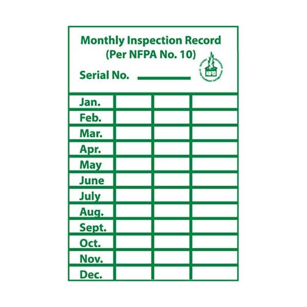 National Marker Co NMC Monthly Inspection Record Label - ML1