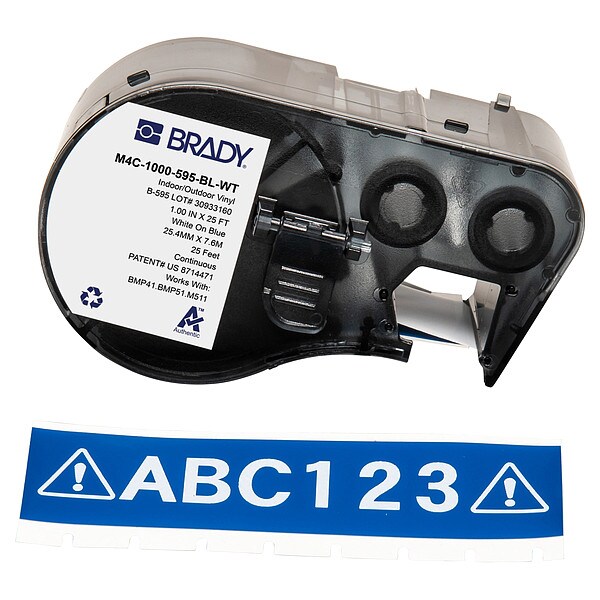 Brady Precut Label Roll Cartridge, Blue/White - M4C-1000-595-BL-WT