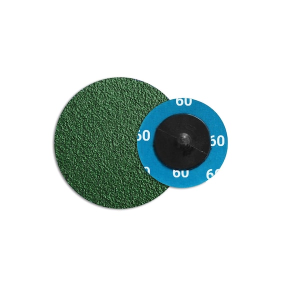 Continental Abrasives 2" 60 Grit Green Zirconia with Grinding Aid  Cloth Reinforced Quick Change Style Disc - Q-ZG2060