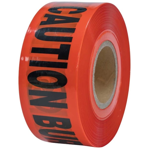 Klein Tools Caution Tape, Barricade, CAUTION-BURIED ELECTRIC LINE, Red, 1000-Foot - 58003