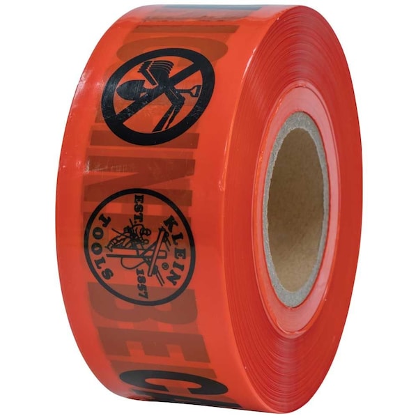 Klein Tools Caution Tape, Barricade, CAUTION-BURIED ELECTRIC LINE, Red, 1000-Foot - 58003