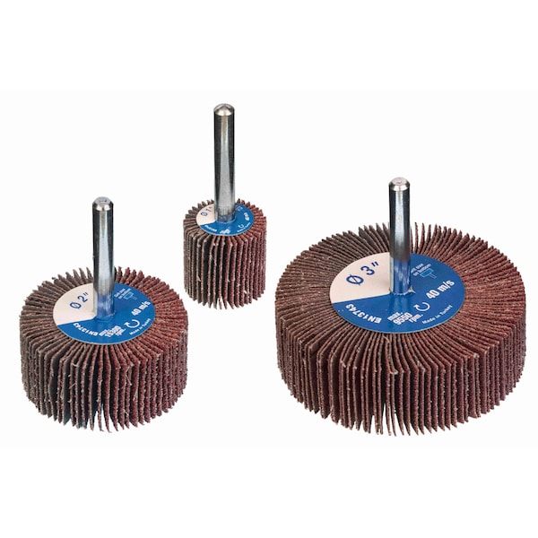 A-Prime Long Life Aluminum Oxide Flap Wheels, 1in x 1in x 1/4, 1/4 Shank, Grit 320, 10PK - 10954