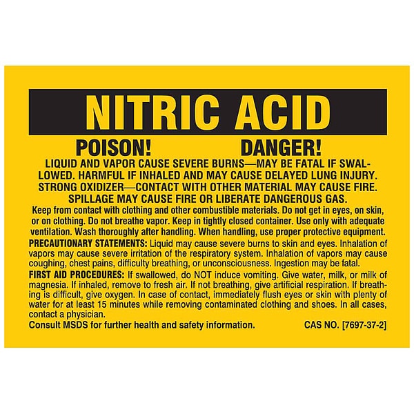 Brady Chemical Label, 2 In. H, 2-7/8 In. W, PK25 - 7290PLS