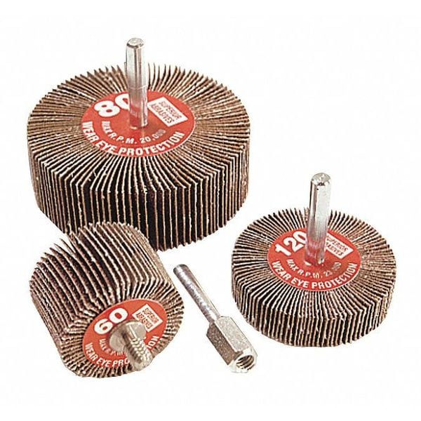 Superior Abrasives Flap Wheel Mtd, 3x2x1/4, A/O, Grit 80 - A010077