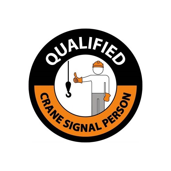 Nmc Qualified Crane Signal Person Hard Hat Label, Pk25, Material: Reflective Vinyl Sheeting - HH127R