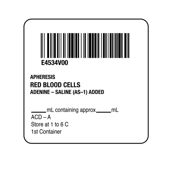 Nevs ISBT 128 Apheresis Red Blood Cells 2" x 2" - BBC-4534