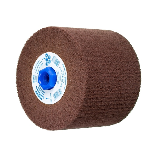 Pferd 5" x 4" x 5/8-11 POLINOX Finishing Drum - Non-Woven, PNL Type - Medium (A 180) - 46787