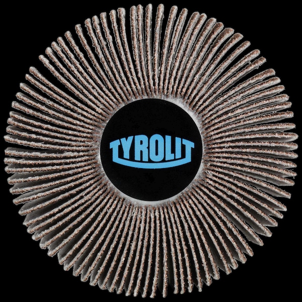 Tryolit Abrasives TYROLIT 3" x 1" x 1/4" Shank Mounted Flap Wheel, Aluminum Oxide, 120 Grit - 20019999