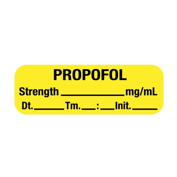 Nevs Label, Propofol 1/2" x 1-1/2" Yellow w/Black - SANTW-0113