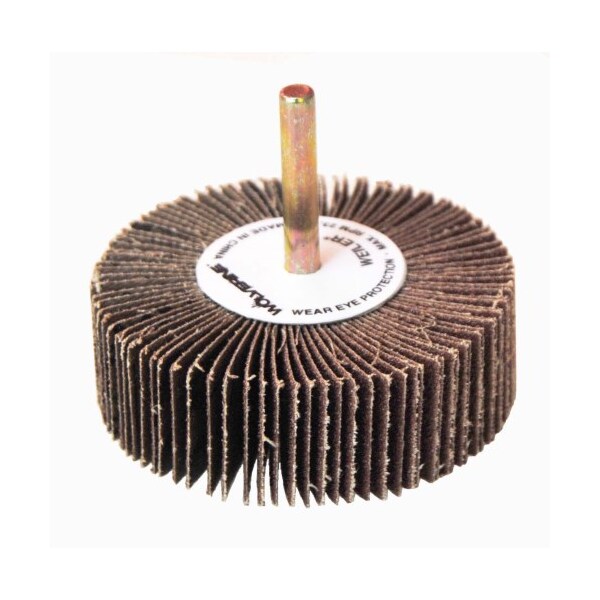 Weiler 3" x 1" x 120AO Wolverine Coated Abrasive Flap Wheel, 1/4" Stem - 30728