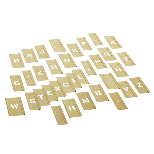 Reese Interlocking Stencils Stencil, Letters, Brass, 1/2in.W x 1/2in.H - 10026