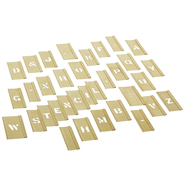 Reese Interlocking Stencils Stencil, Letters, Brass, 1/2in.W x 1/2in.H - 10026
