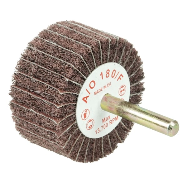 Weiler 2" x 1" Non-Woven Stem-Mounted Interleaf Flap Wheel, 180AO, 1/4" Stem - 54501