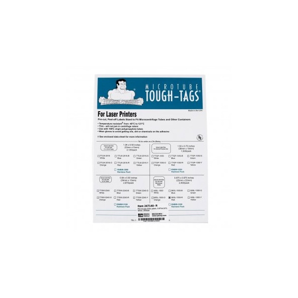 Diversified Biotech Tough-Tags, Slide Labels, Red, 2400/pk, 2400PK - 247140-R