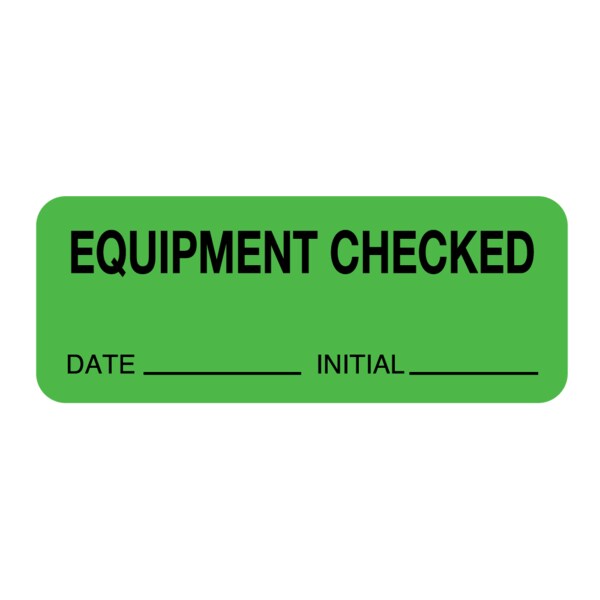 Nevs Label, "Equipment Checked" 7/8" x 2-1/4" Flr Green w/Black - CS-15891