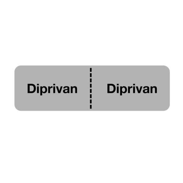 Nevs IV Drug Line Label - Diprivan/Diprivan 7/8" x 3" Gray w/Black - N-10280