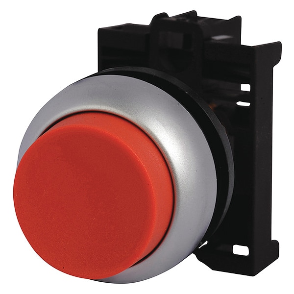 Operador de botón pulsador empotrado de Eaton, no iluminado, rojo - M22-DH-R-K20