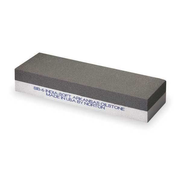 Norton Abrasives Combination Grit Benchstone, 6 in W, 2 in L, 1 in H, Aluminum Oxide/Soft Arkansas, Brown, Gray - 61463685700